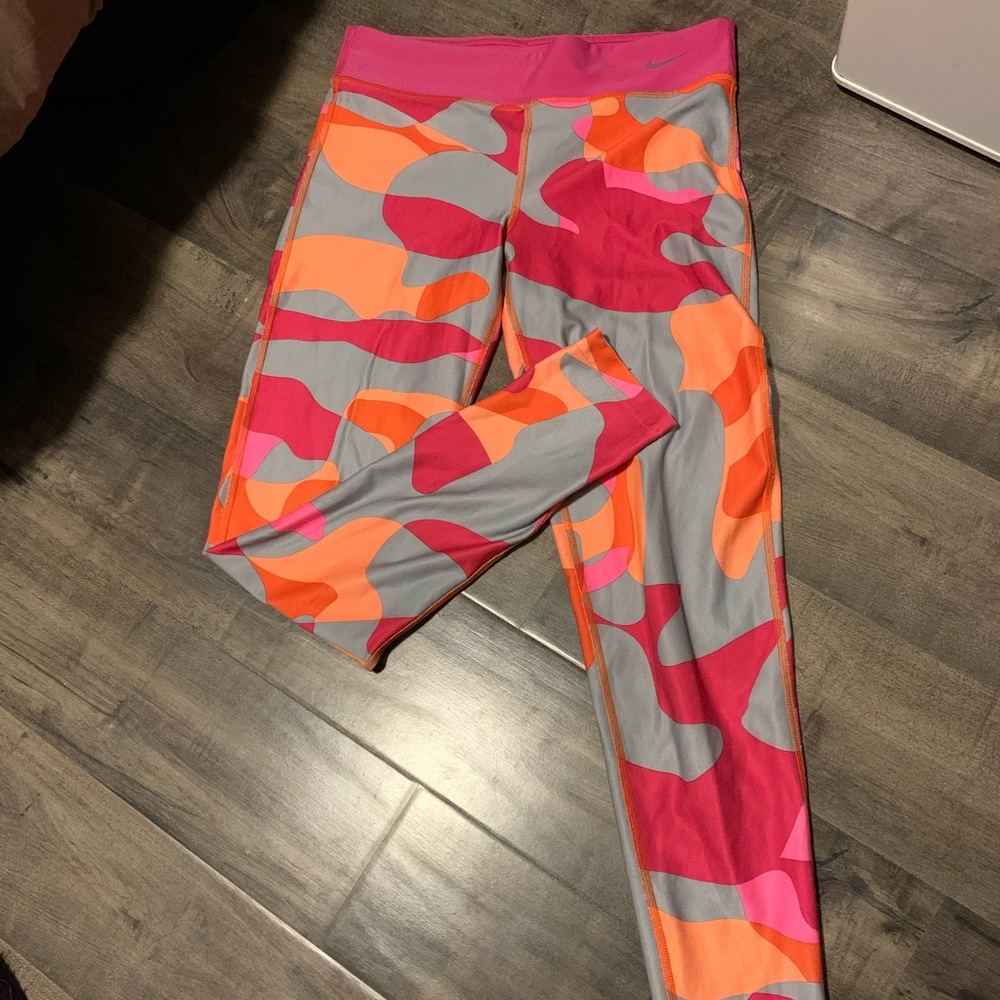 Nike dry fit size L bright multi color leggings